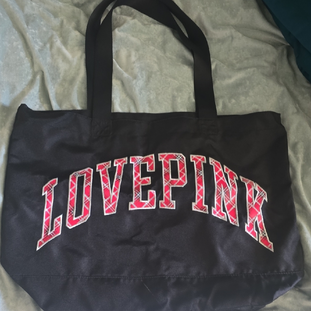 PINK Victoria's Secret Black and Red LOVE PINK Tote